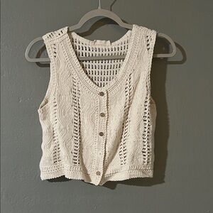 By Together Ivory Knit Button-Down Blouse